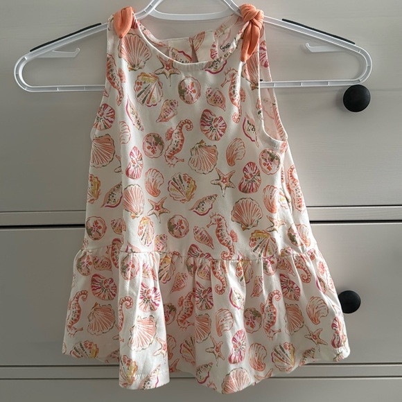 Seashell Print Girls Sleeveless Summer Dress Cream and Orange Size 5/6 - Picture 1 of 9